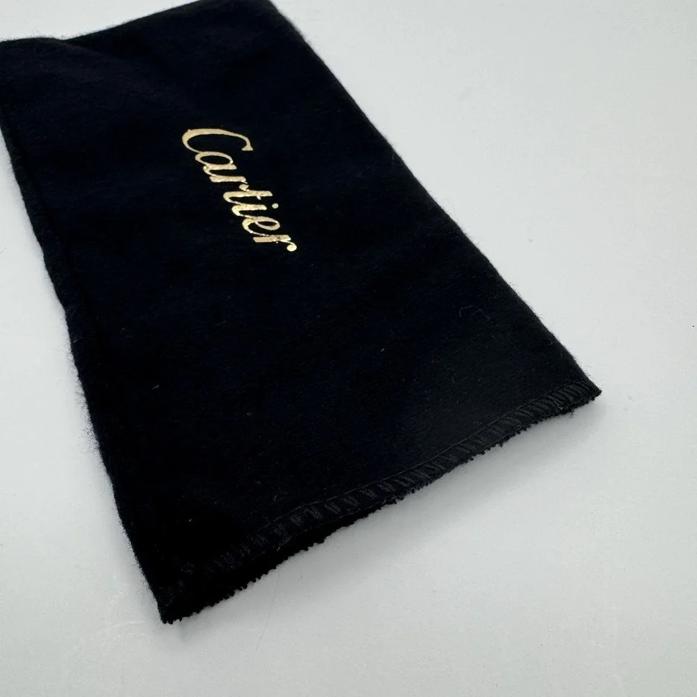 Cartier Jewelry Open Ended Pouch Travel Storage Black 6.25